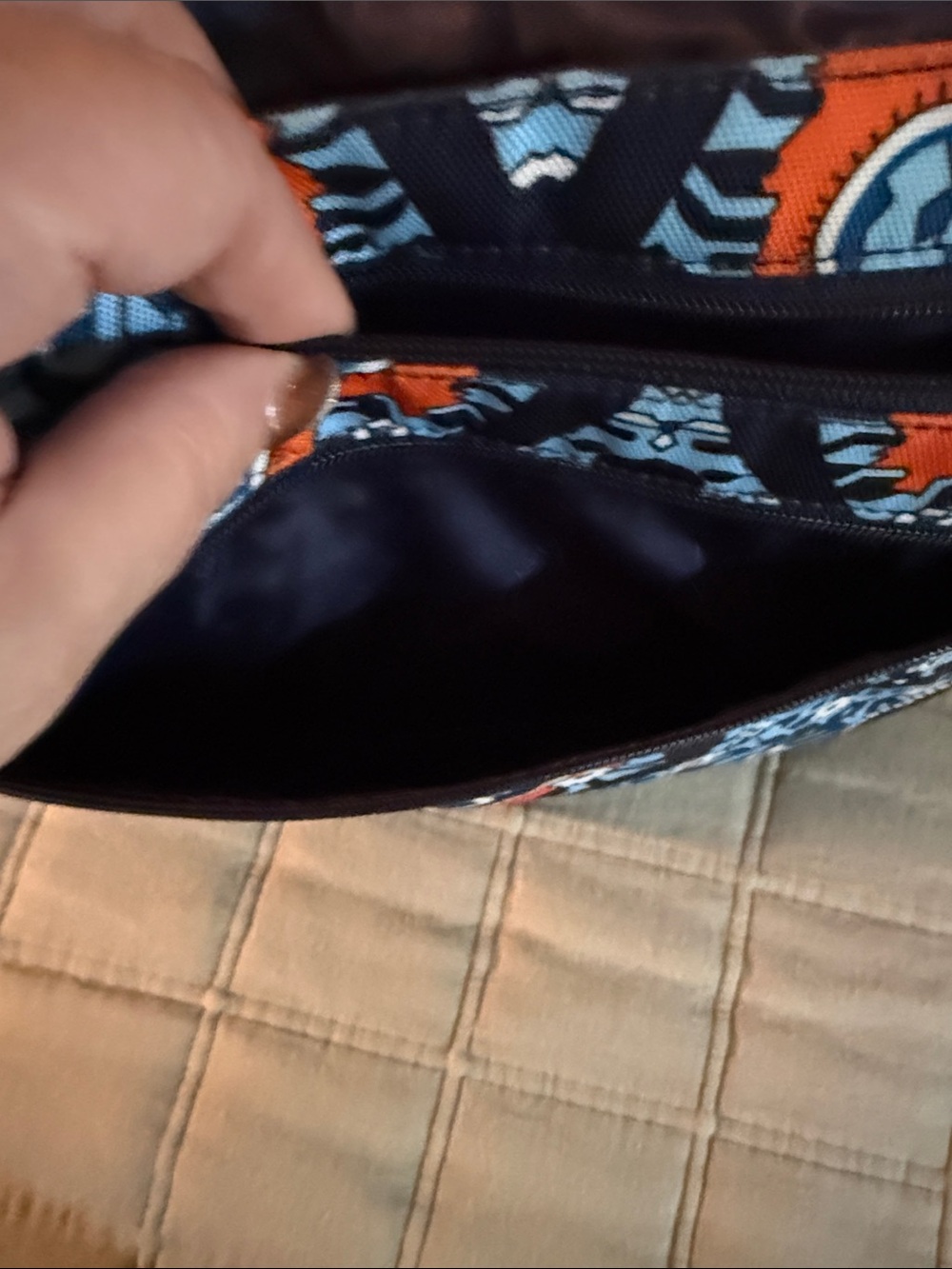 Vera Bradley Navy, Orange & Light Blue Patterned Crossbody - Picture 6 of 8
